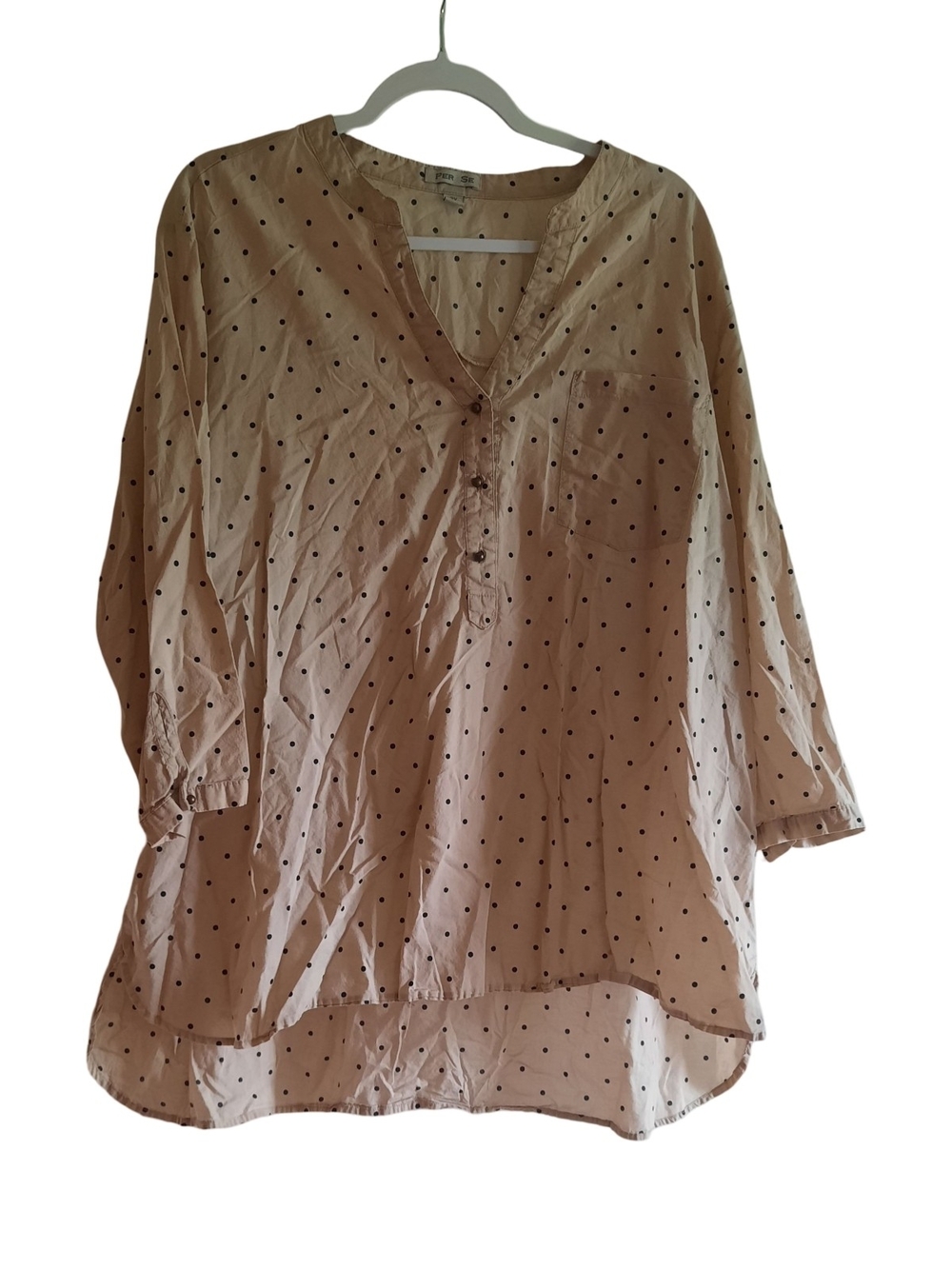 Per Se Blush Pink Polka Dot Tunic Top